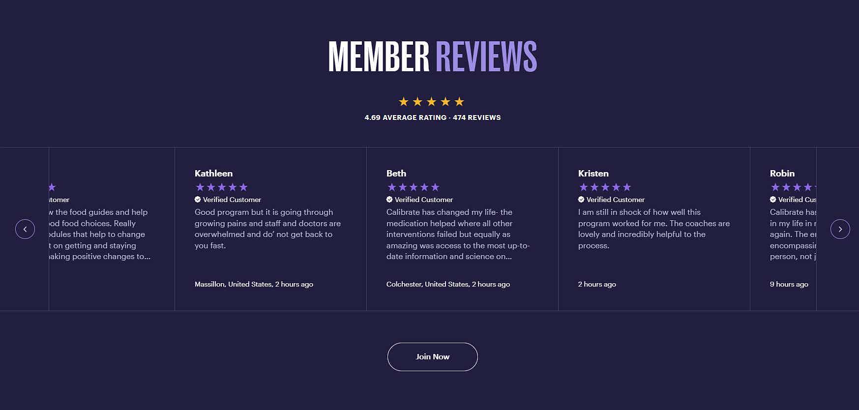 Customer reviews with call to action